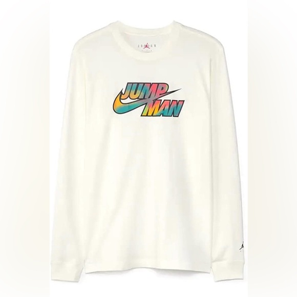 Nike Other - Nike Cream Long Sleeve Tee with Multicolor Jumpman Gradient